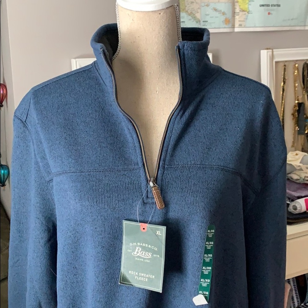 Bass xl 1/4 zip blue rock sweater fleece bnwt
